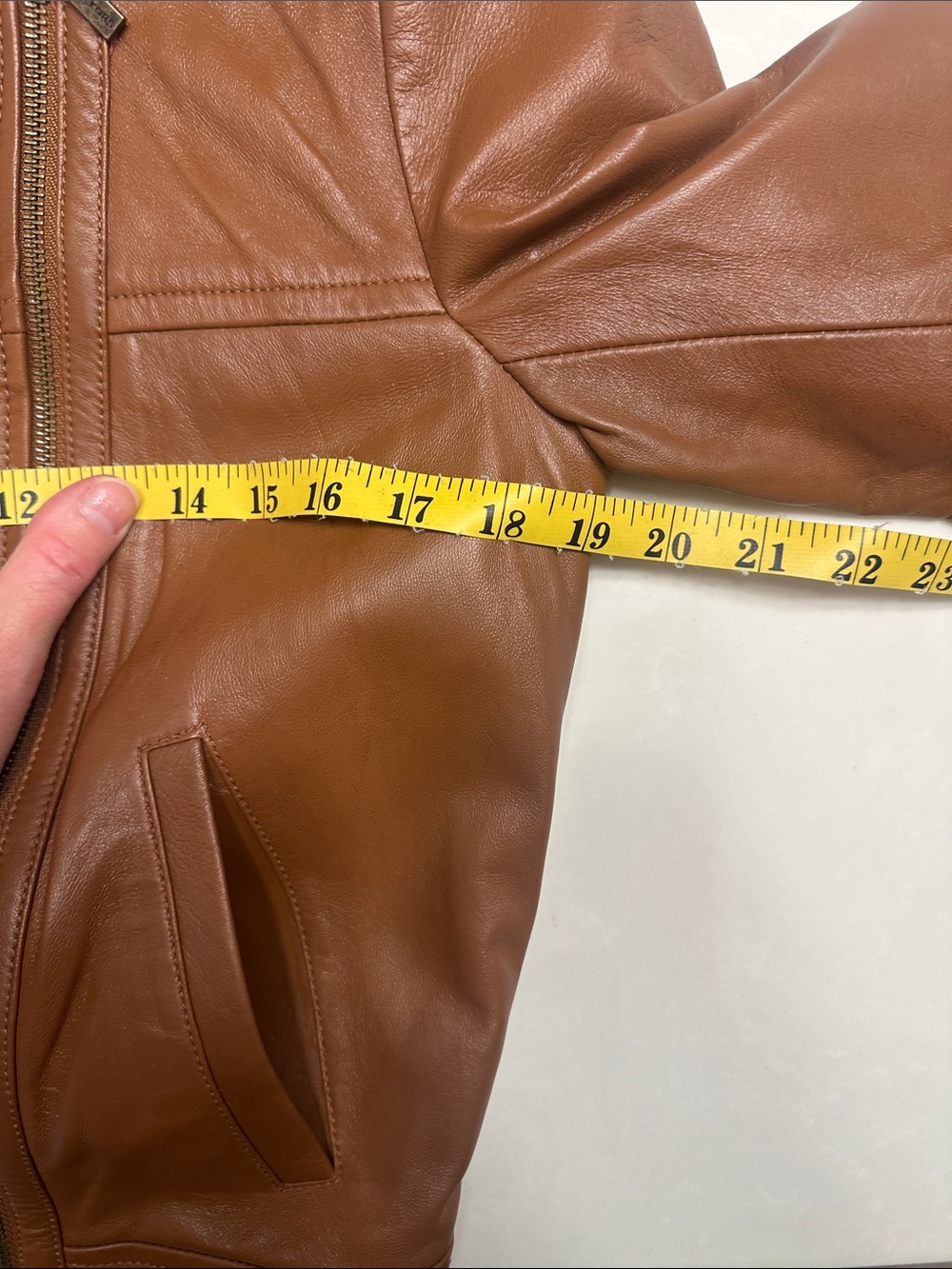 Michael Kors Cognac Brown Leather Zip Moto Jacket - Picture 8 of 10